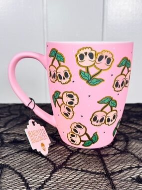 NEW Haunted Halloween Skull Cherries Halloween Mug